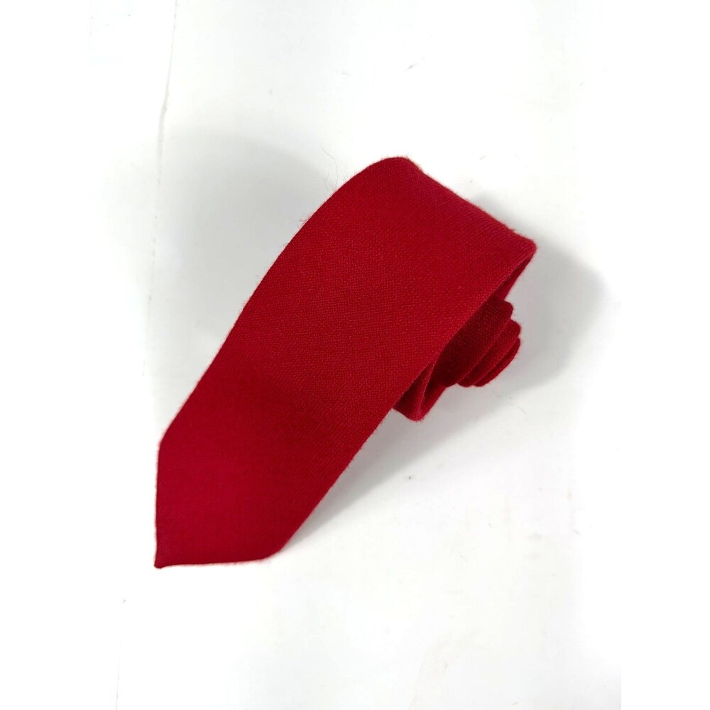 Vintage Club International by Tip Top Red Wool Tie Solid Textured power Necktie